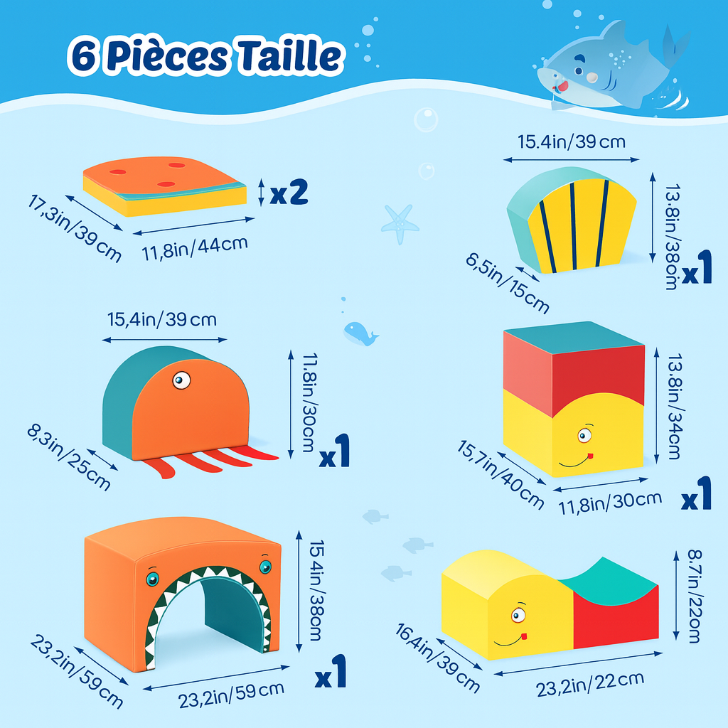 Kiddymove - Parcours de motricité bébé thème océan | 1 à 3 ans