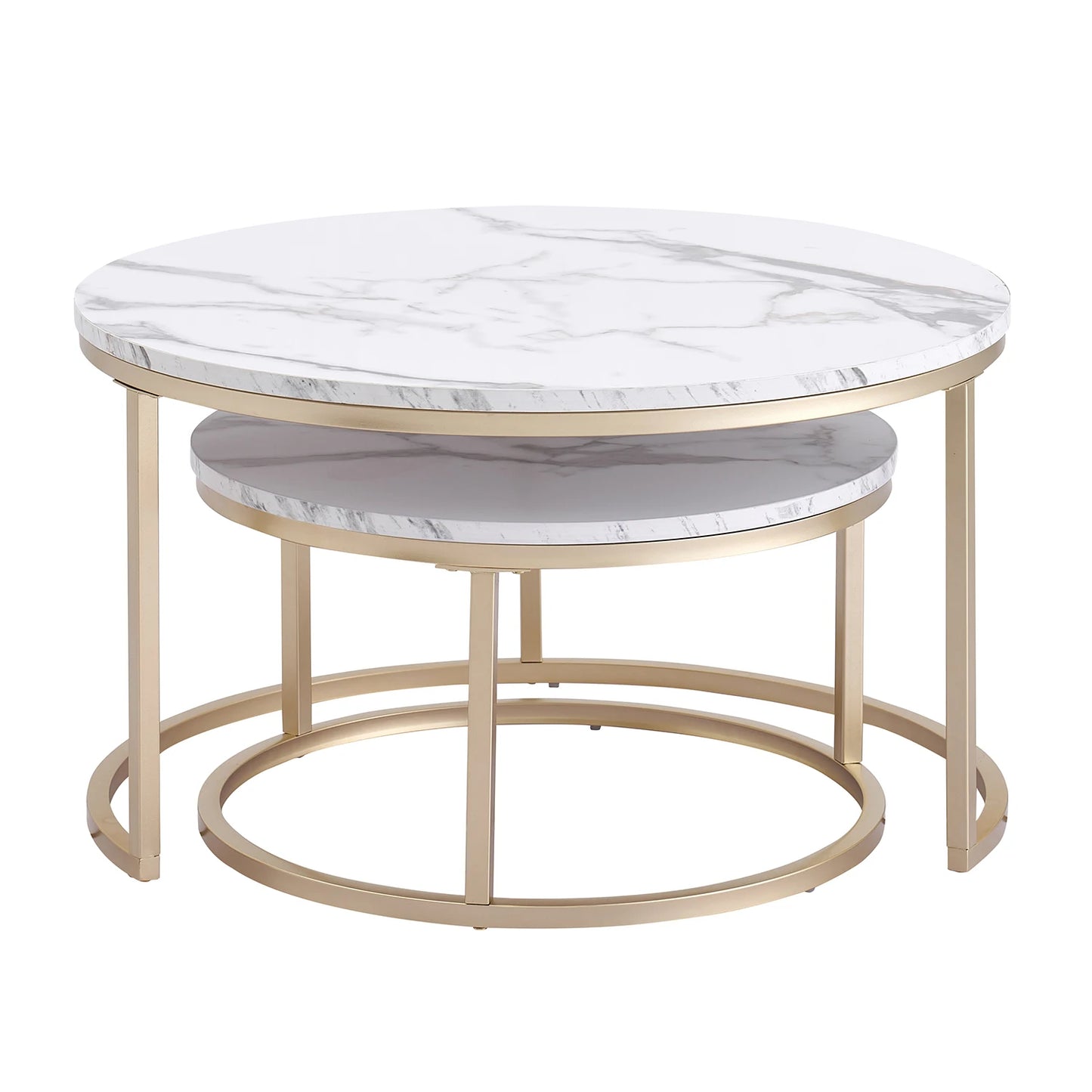 table basse ronde en marbre blanc lot de 2