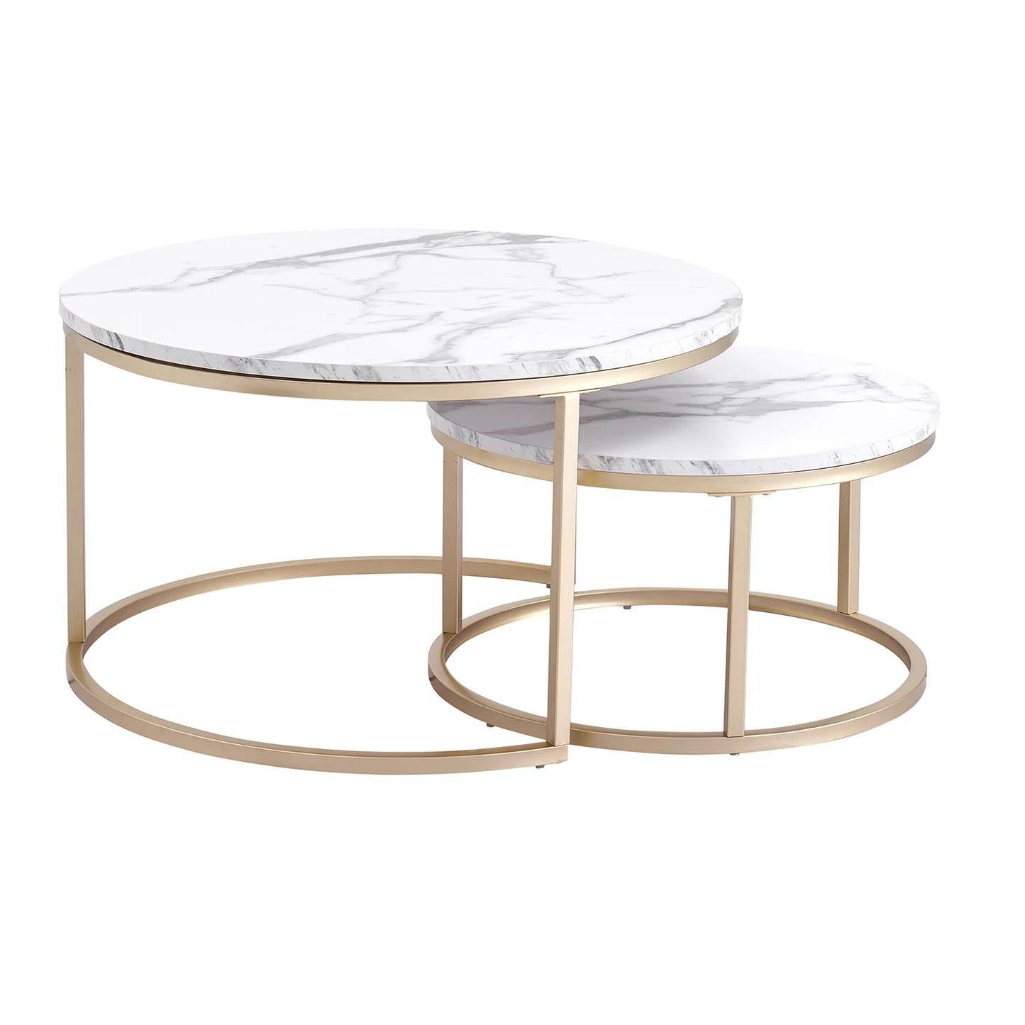table basse ronde en marbre blanc lot de 2