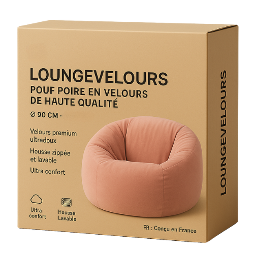 Packaging du Pouf poire en velours rose