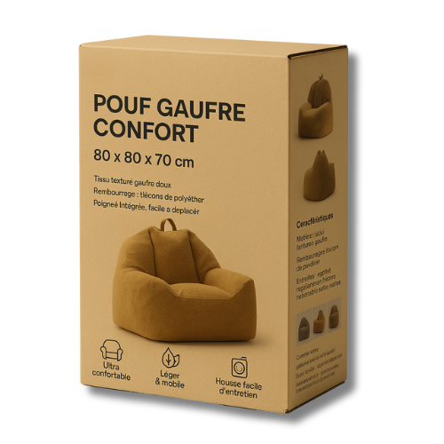 Packaging du pouf fauteuil gaufré