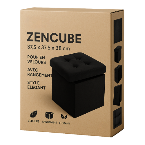 Packaging pouf en velours noir