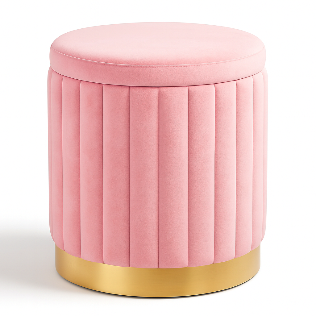 Pouf avec rangement rose en velours