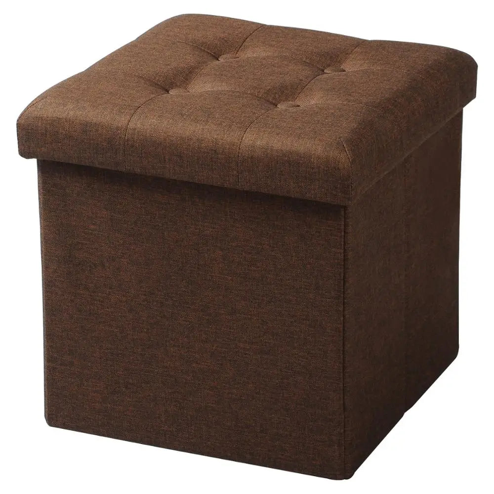 Pouf marron avec rangement en Lin