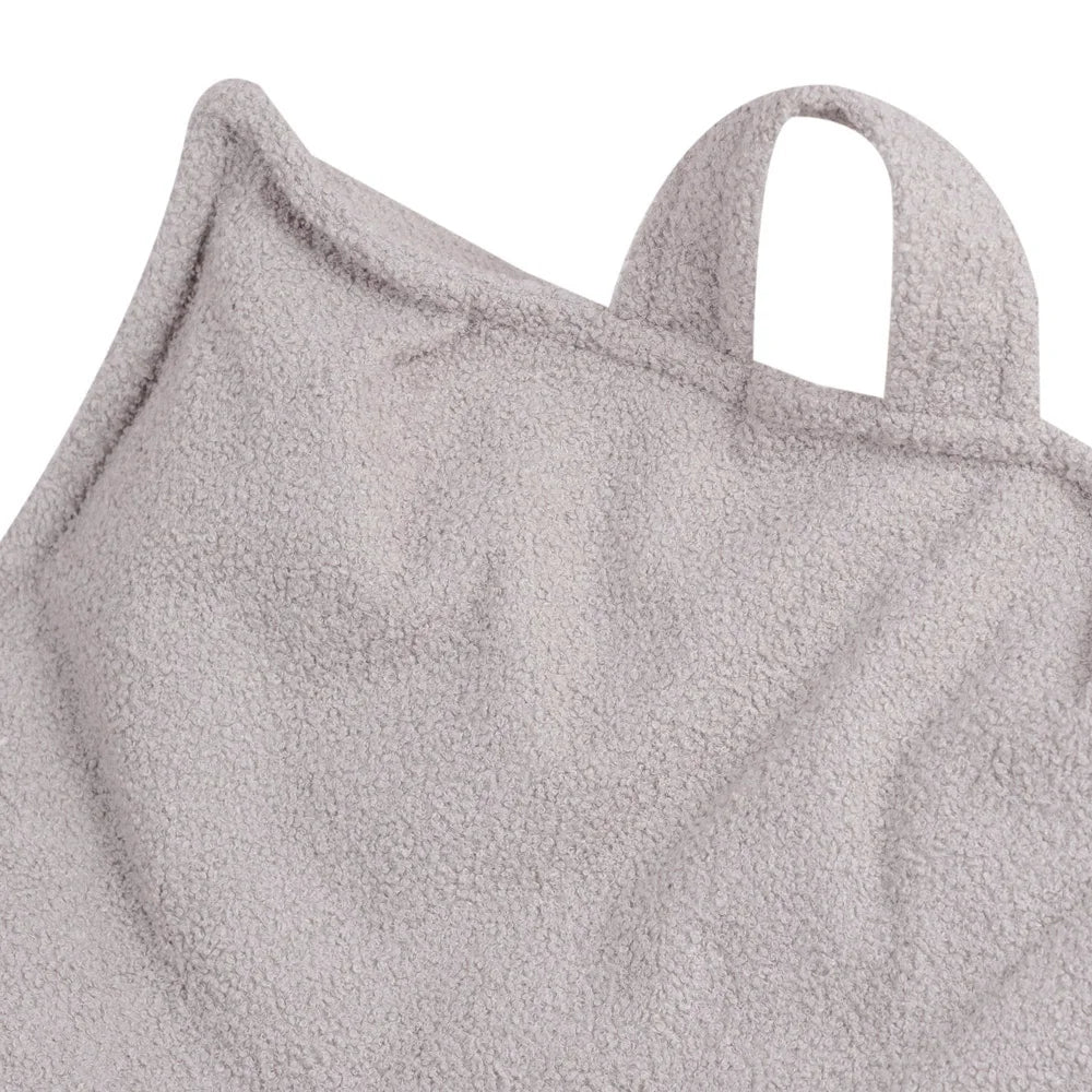 Pouf fauteuil carré bouclette gris pour enfant