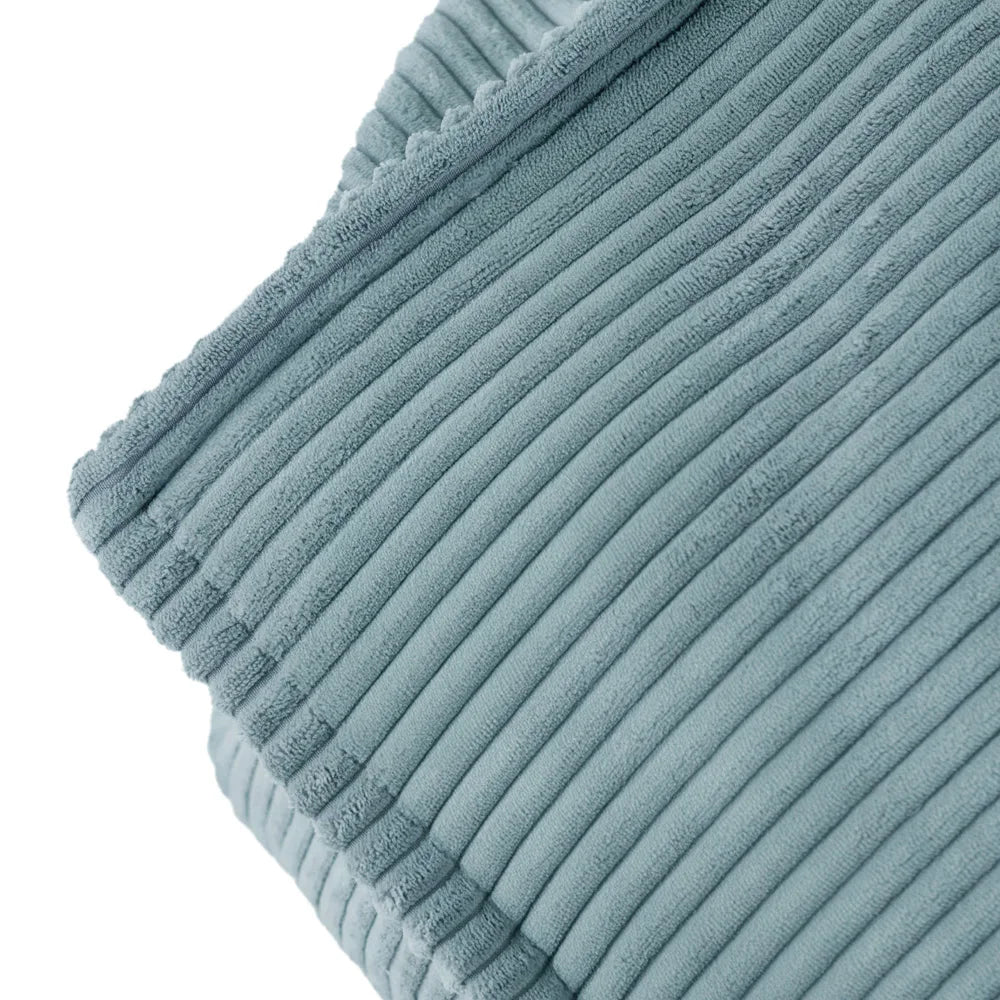 Pouf fauteuil carré en velours côtelé bleu pour enfant