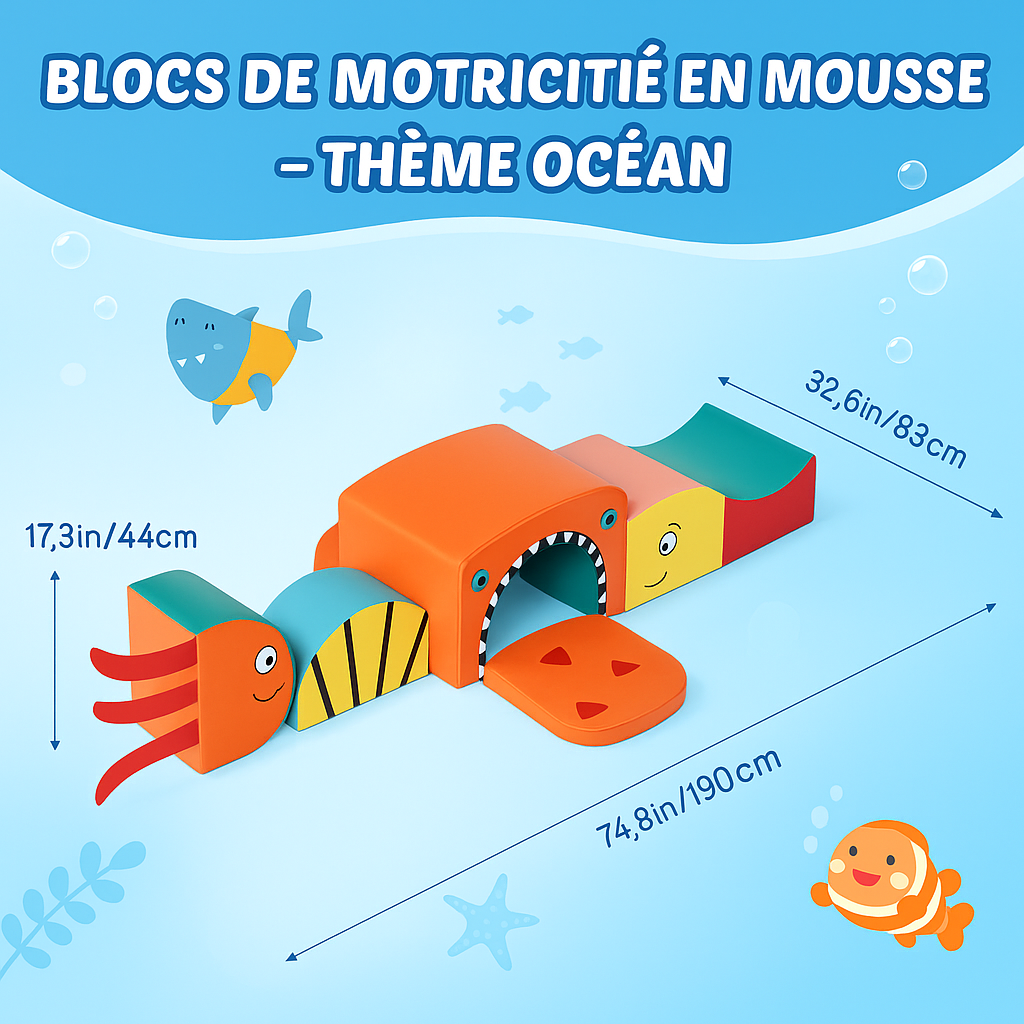 Kiddymove - Parcours de motricité bébé thème océan | 1 à 3 ans