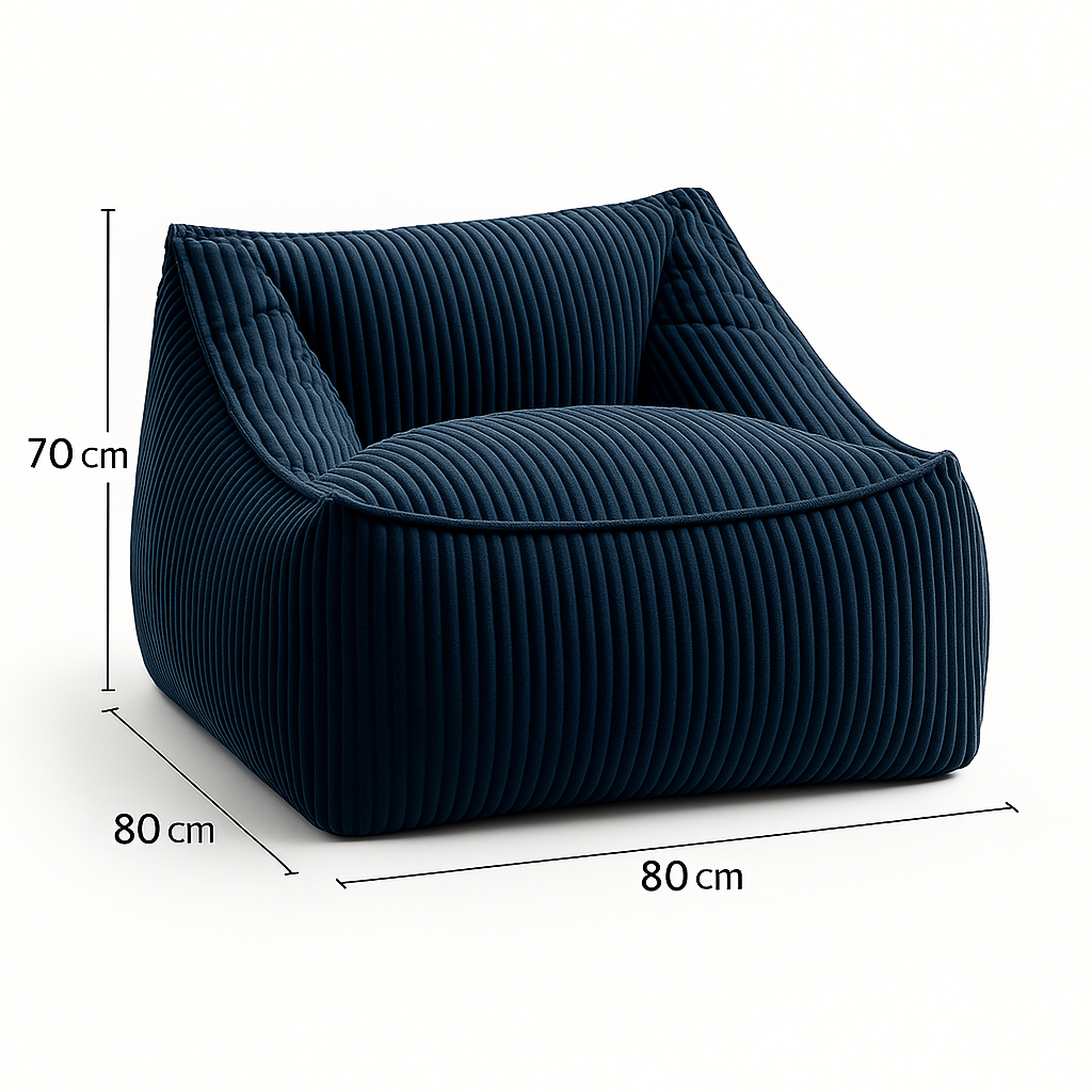 Cordéon - Pouf fauteuil en velours côtelé