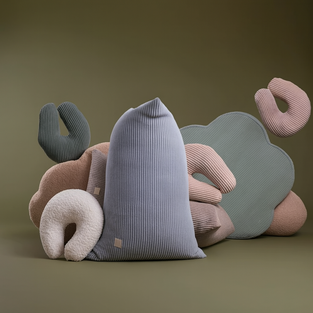 LoungeBear - Pouf Haricot bleu en velours côtelé | 120x80cm
