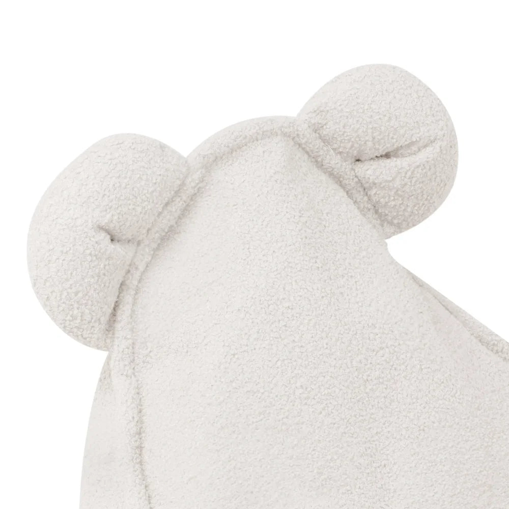 Angle du haut du pouf en bouclette blanc