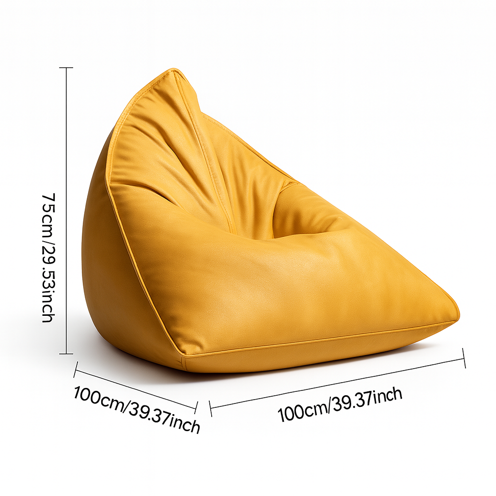 Dimension du Pouf Géant Triangle en Similicuir jaune