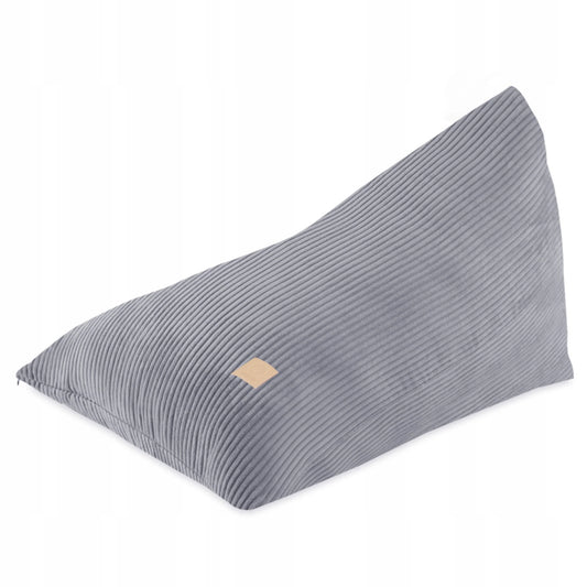 LoungeBear - Pouf Haricot gris en velours côtelé | 120x80cm