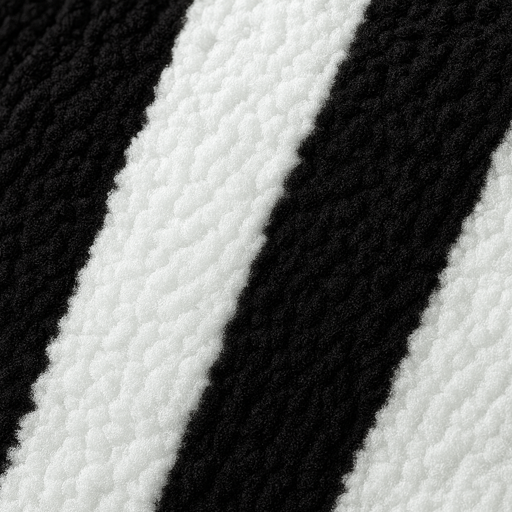 Matière du Pouf fauteuil a rayure noir et blanc en cachemire