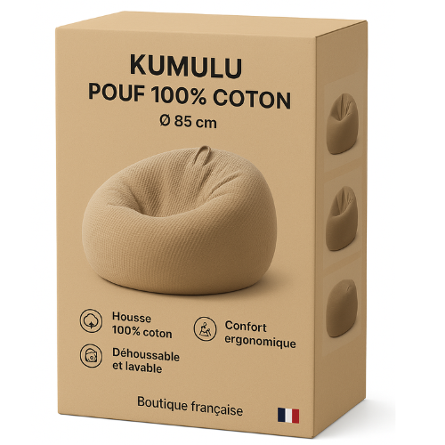 Packaging Kumulu - Pouf poire marron classique 100% coton