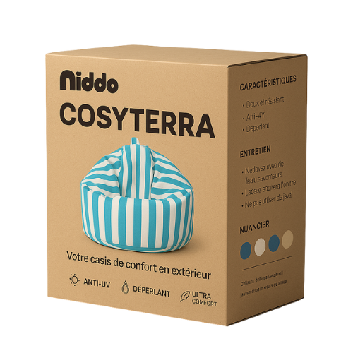 Packaging du pouf extérieur CosyTerra