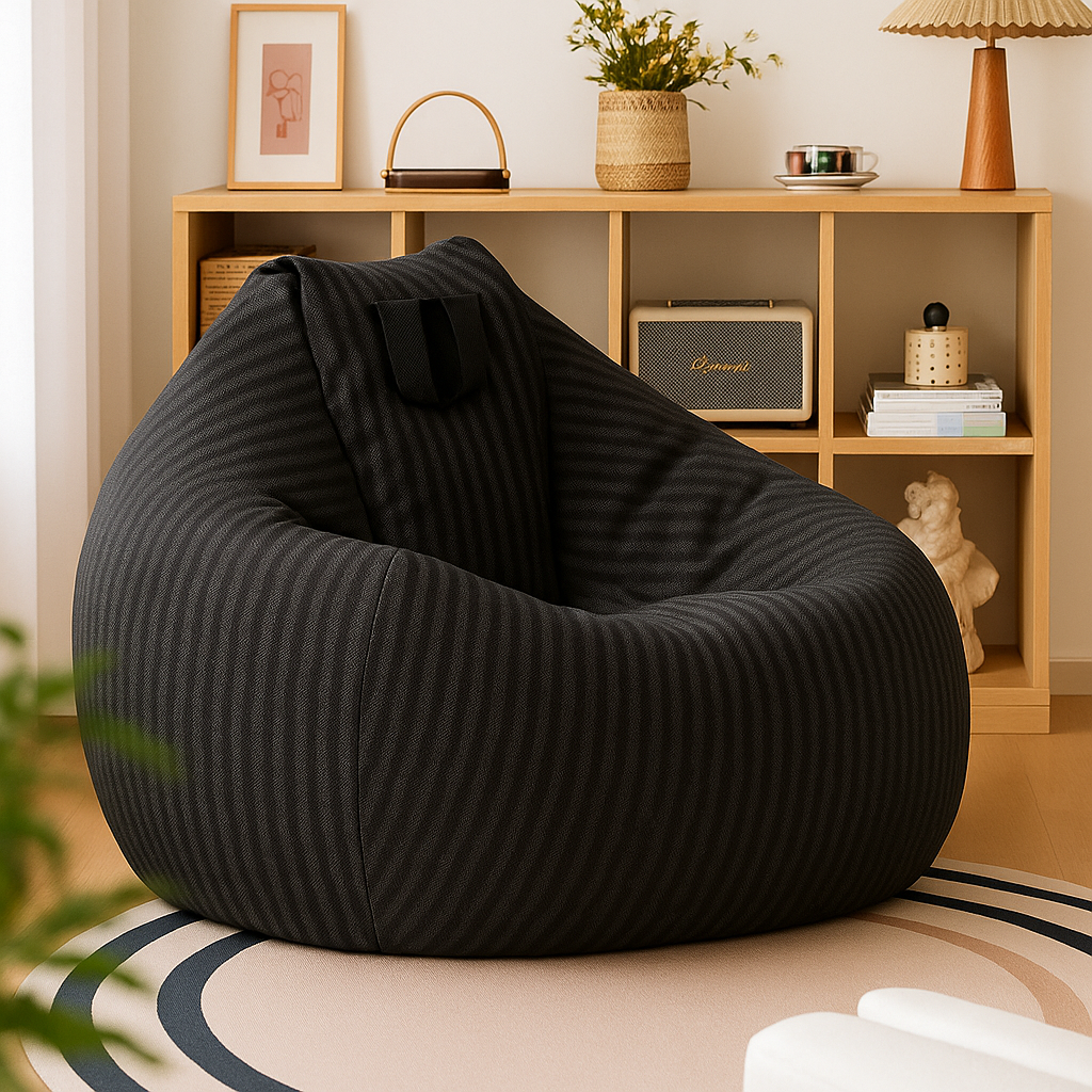Photo du Pouf poire en lin noir