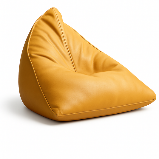 Pouf Géant Triangle en Similicuir jaune