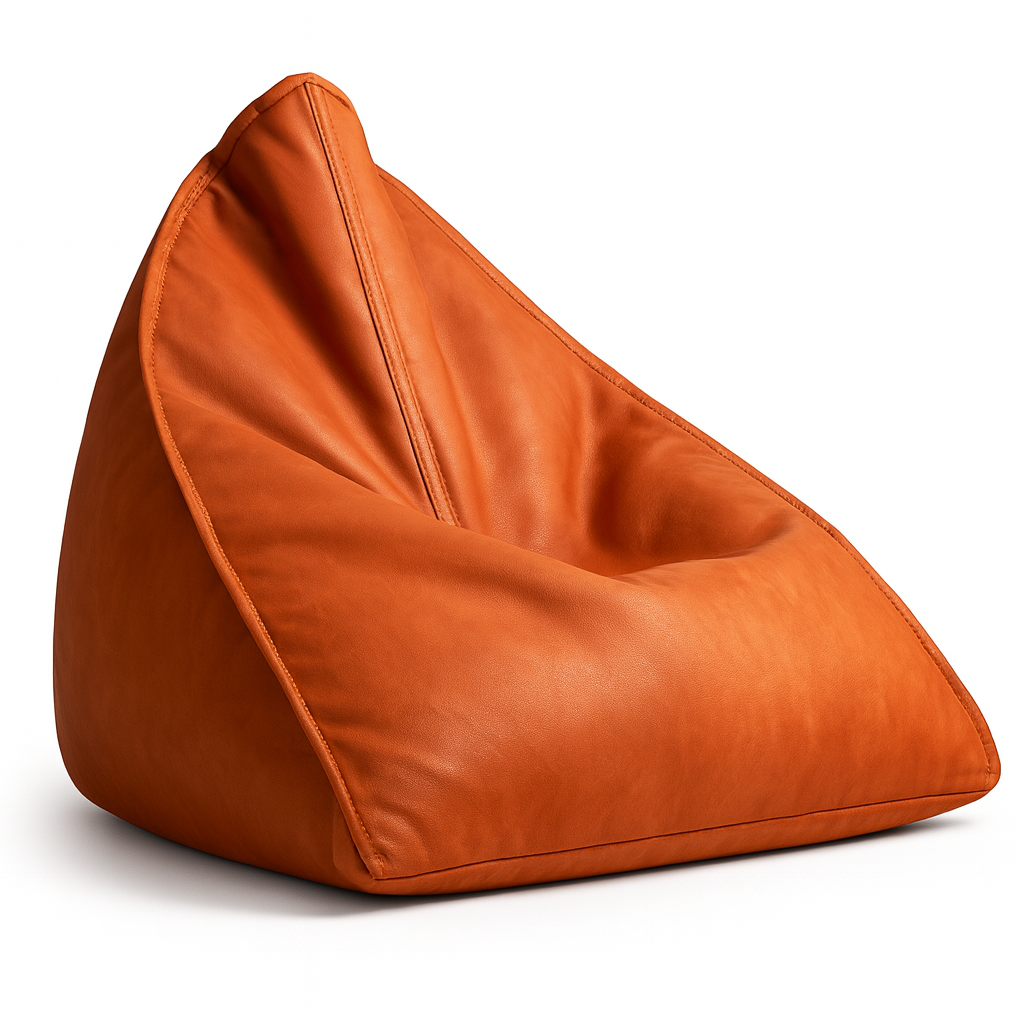 Pouf Géant Triangle en Similicuir orange