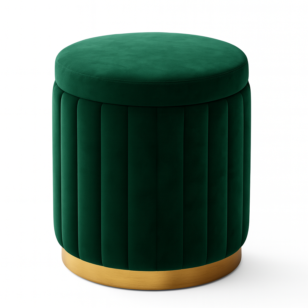 Pouf avec rangement vert en velours