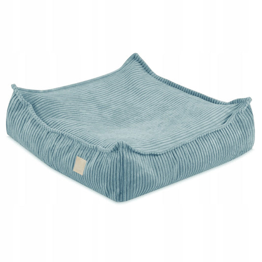 Pouf de sol bleu en velours côtelé pour enfant