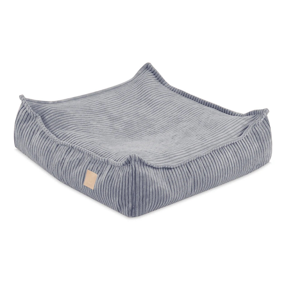 Pouf de sol gris en velours côtelé pour enfant