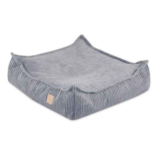 Pouf de sol gris en velours côtelé pour enfant