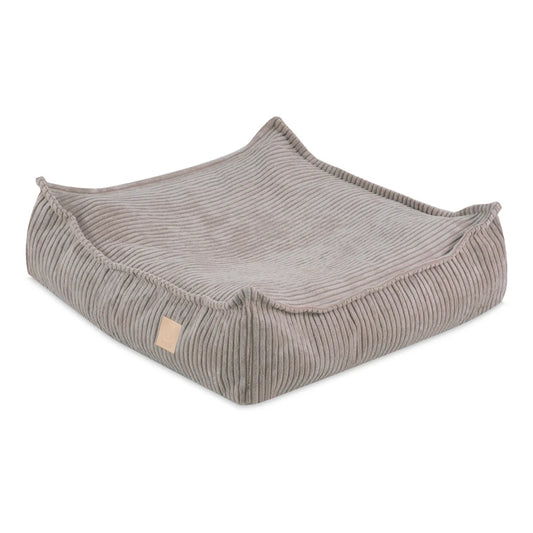 Pouf de sol marron en velours côtelé pour enfant
