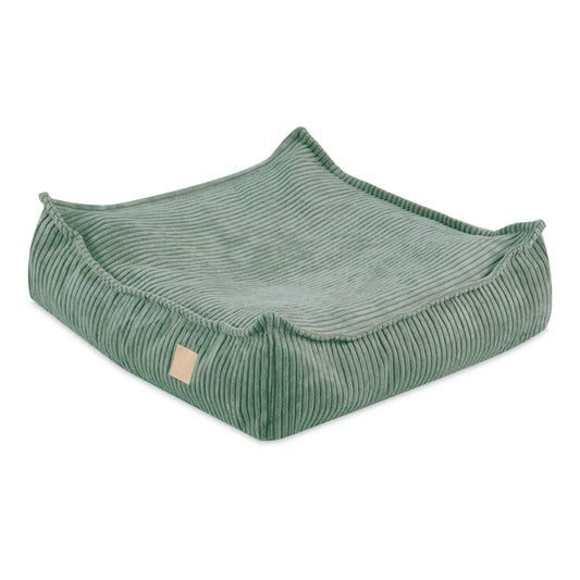 Pouf de sol vert en velours côtelé pour enfant