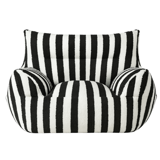 Pouf fauteuil a rayure noir et blanc en cachemire