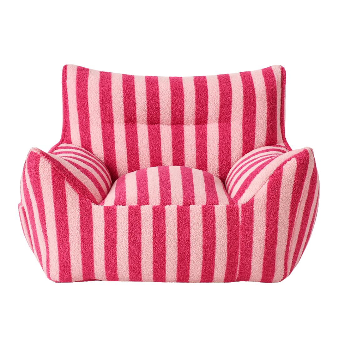 Pouf fauteuil a rayure rose en cachemire