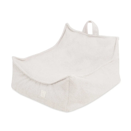 Pouf fauteuil carré bouclette blanc pour enfant