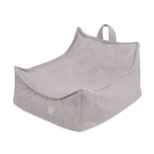 Pouf fauteuil carré bouclette gris pour enfant