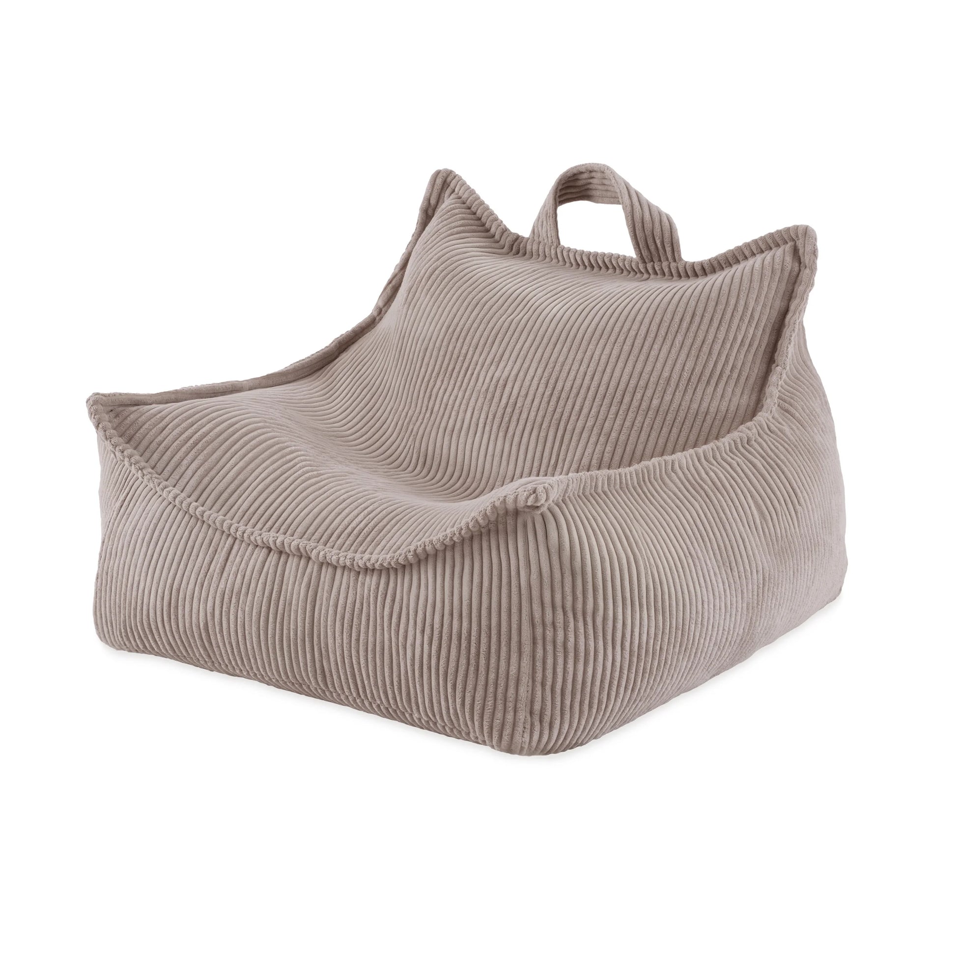 Pouf fauteuil carré en velours côtelé marron pour enfant