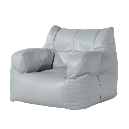 Pouf fauteuil en simili cuir gris