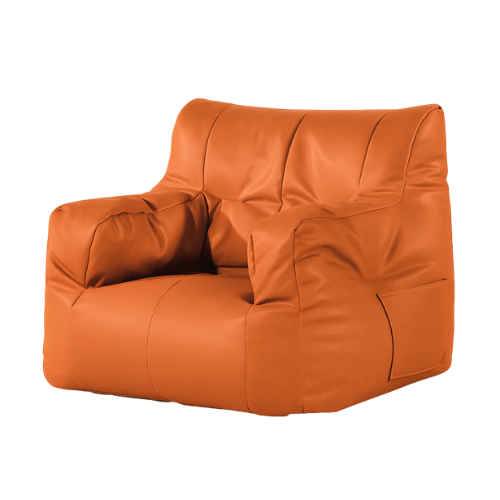 Pouf fauteuil en simili cuir orange