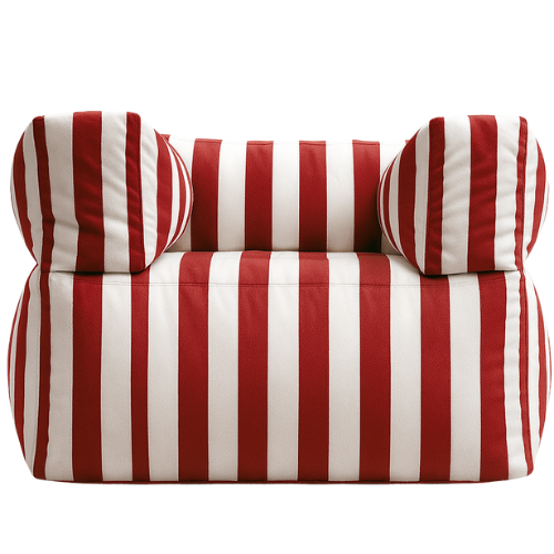 Pouf fauteuil pour extérieur à rayure rouge et blanc en Oxford imperméable 