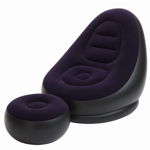 Pouf gonflable violet en velours