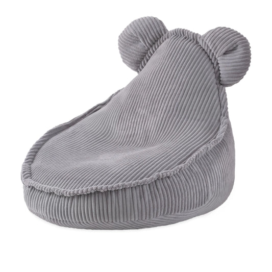 Pouf gris style ours en velours côtelé 