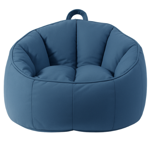 Pouf poire classique bleu en cuir