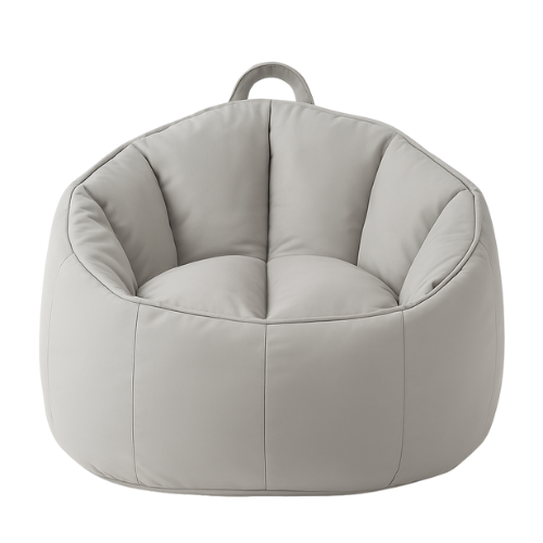 Pouf poire classique gris en cuir