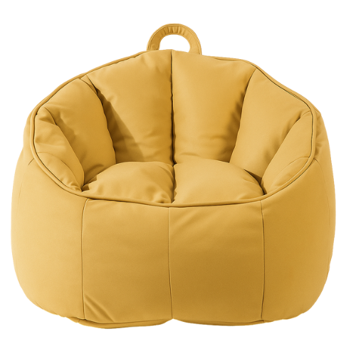 Pouf poire classique jaune en cuir