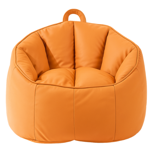 Pouf poire classique orange en cuir