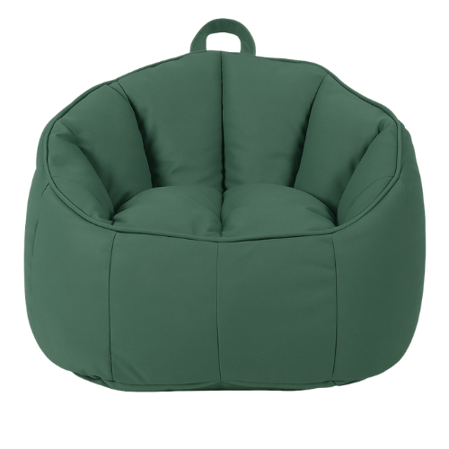 Pouf poire classique vert kaki en cuir