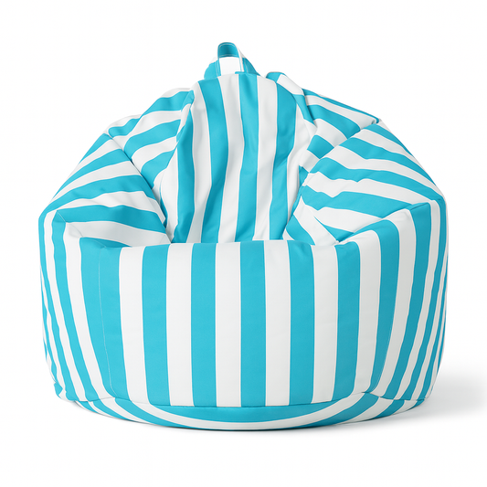 Pouf rayé bleu CosyTerra – Confort extérieur & intérieur