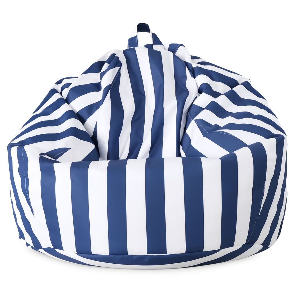 Pouf rayé bleu marine CosyTerra – Confort extérieur & intérieur