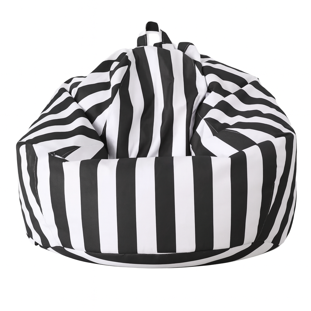 Pouf rayé noir CosyTerra – Confort extérieur & intérieur
