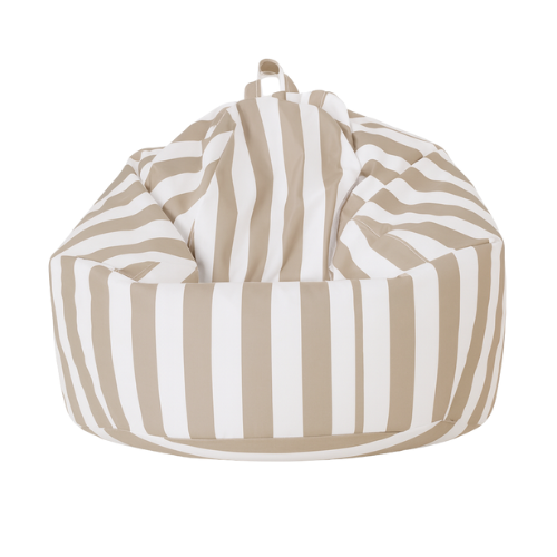 Pouf rayé taupe CosyTerra – Confort extérieur & intérieur