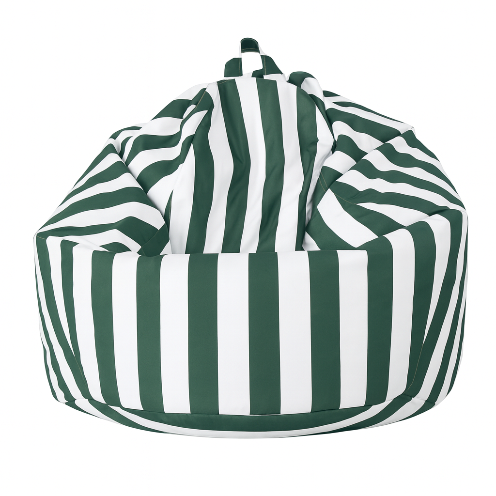 Pouf rayé vert kaki CosyTerra – Confort extérieur & intérieur