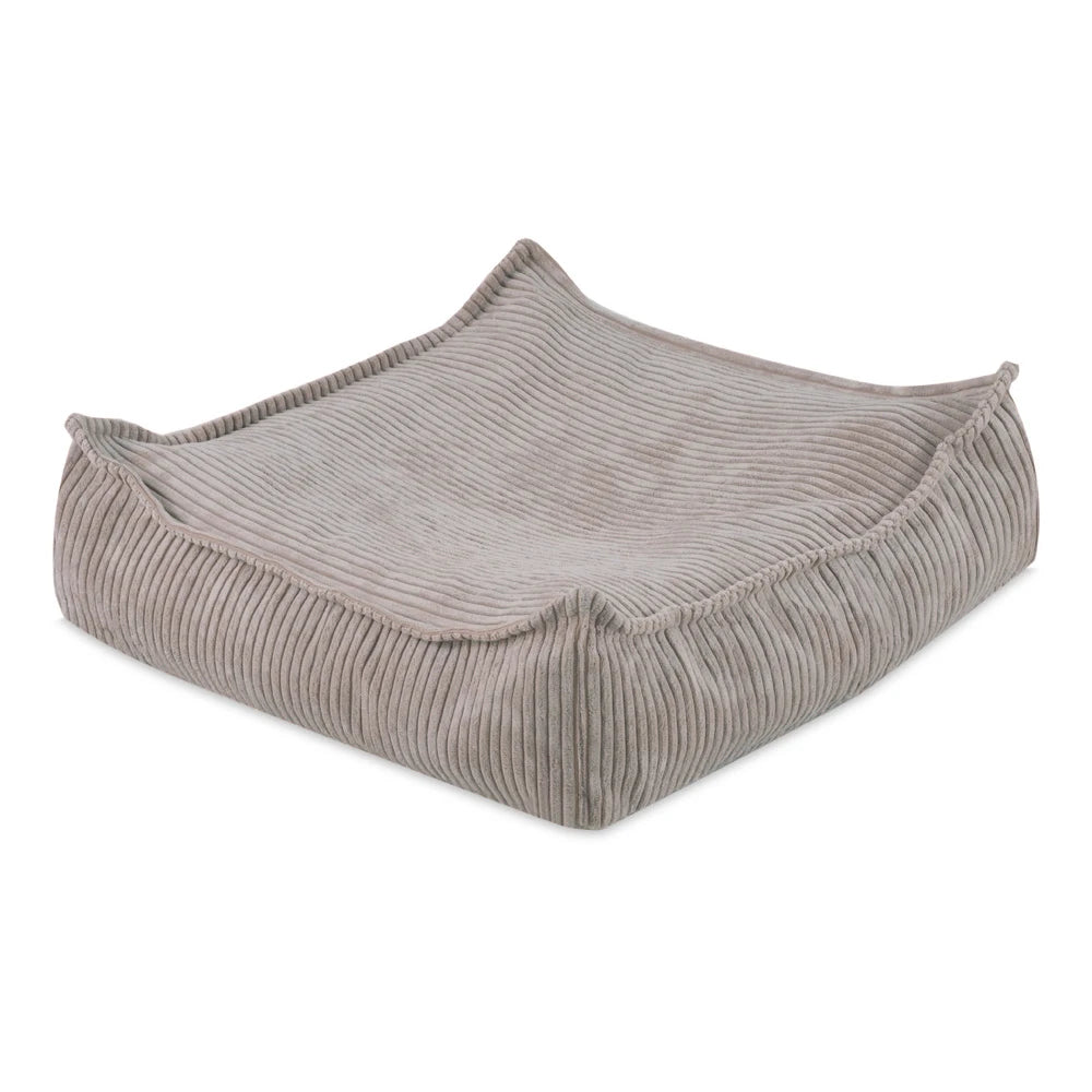 Pouf de sol marron en velours côtelé pour enfant