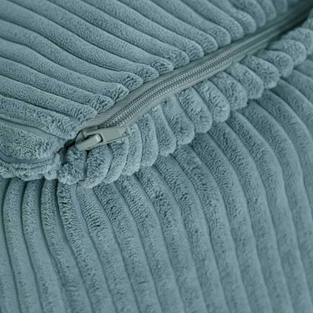 Pouf fauteuil carré en velours côtelé bleu pour enfant